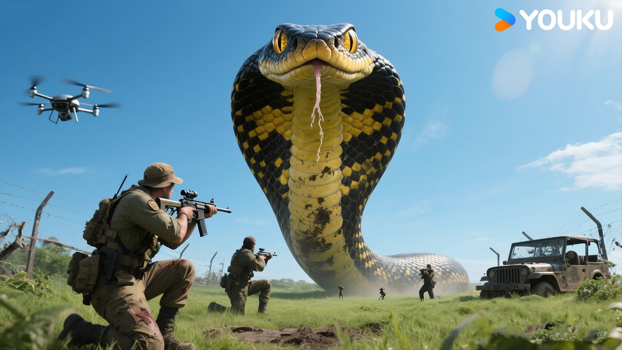 King Cobra ready to ATTACK! 👑🐍💢 Full DANGER mode! | Jurassic Revival | YOUKU MONSTER MOVIE