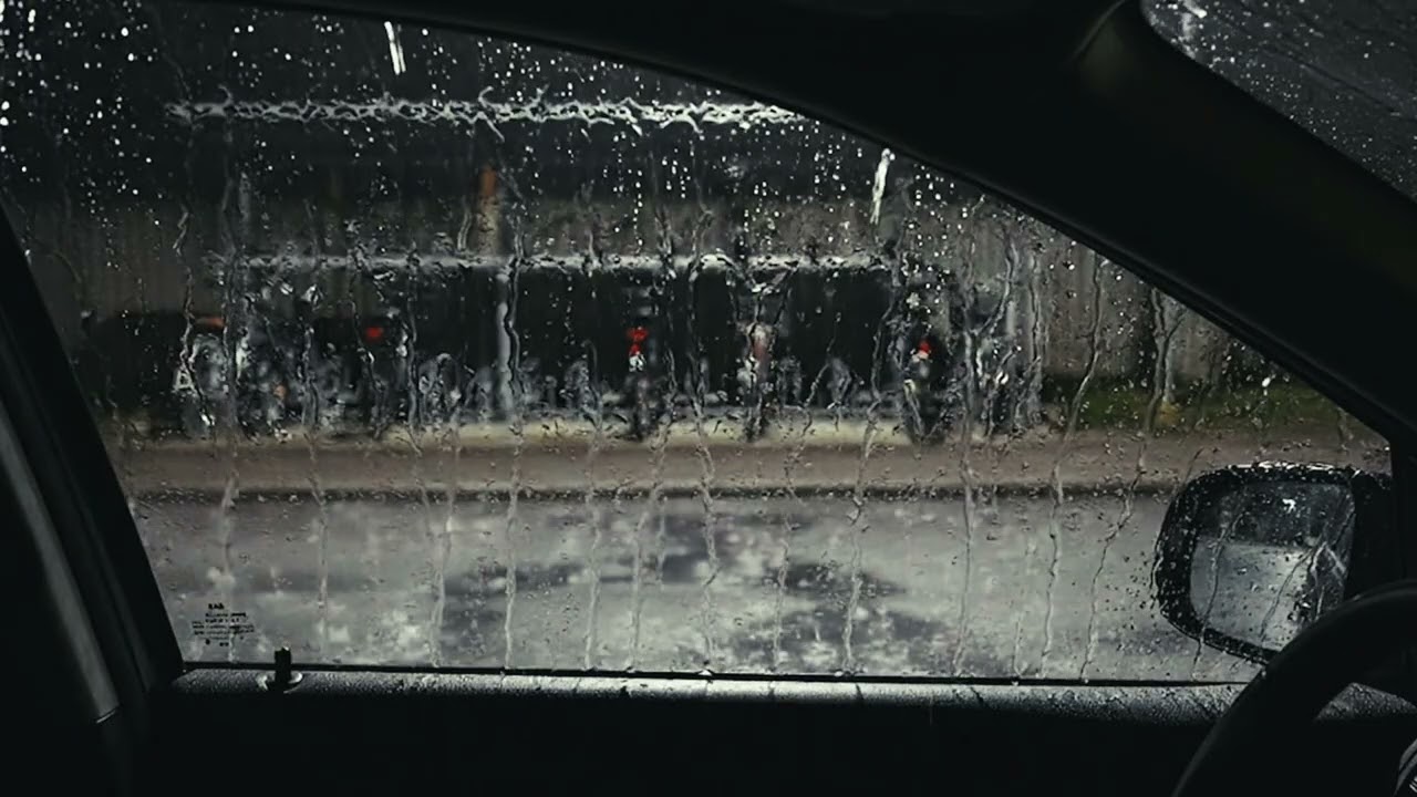 Heavy Rain at Night Parked Car - Deep Sleep Fast, Beat Insomnia, Dark Screen Ambience