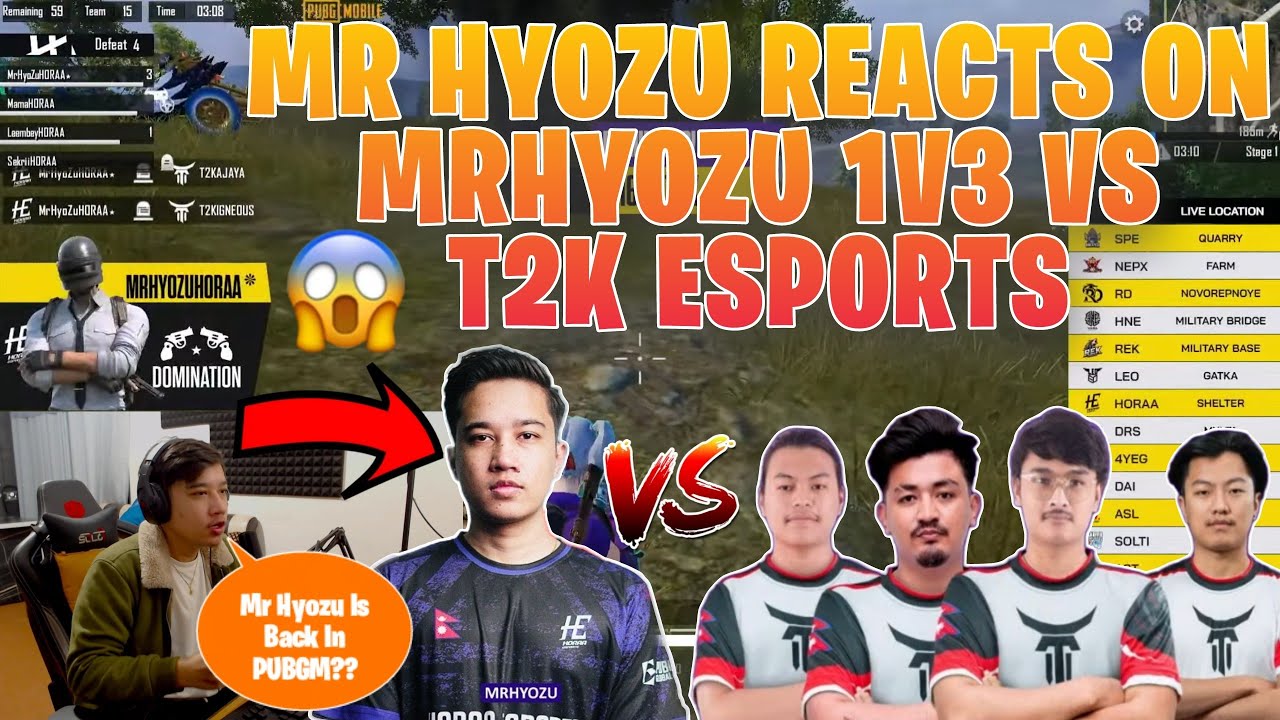 MR HYOZU REACTS ON MRHYOZU HORAA 1V3 T2K ESPORTS 😱🔥 HORAA ESPORTS VS T2K ESPORTS 4V4 🤯❤️ - GAURABYT