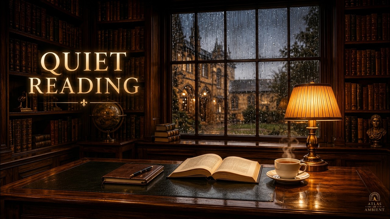 Oxford Scholar Library Rain Ambience 📚 Cozy Academic Study with Warm Light (3.5 Hours)