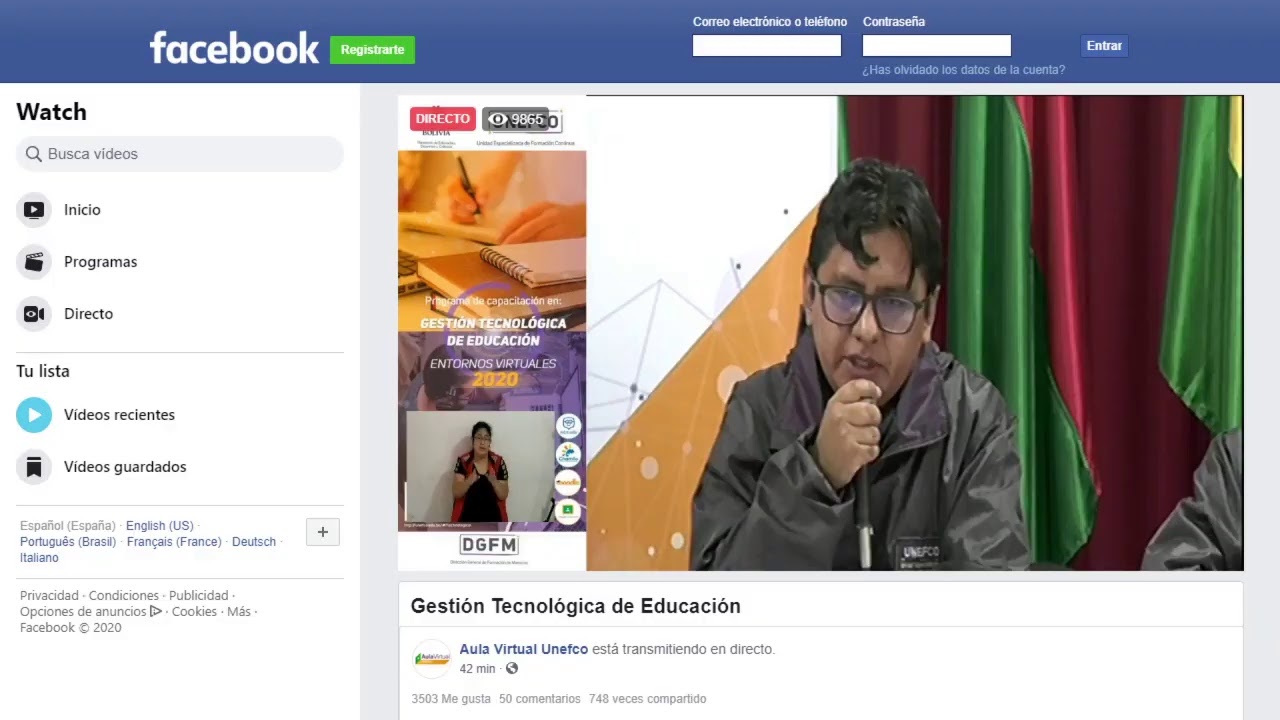 Emisi&oacute;n en directo de Aula Virtual UNEFCO