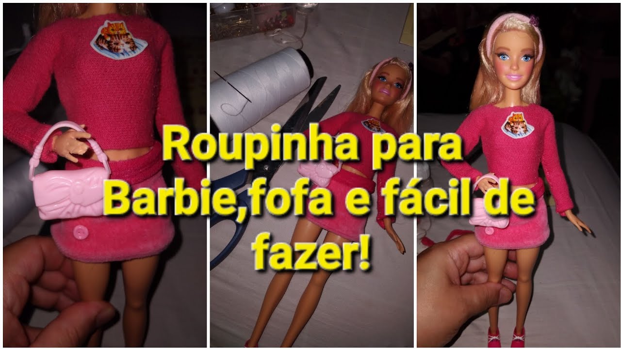COMO FAZER ROUPINHA PARA BARBIE FÁCIL!  PASSO A PASSO#barbie