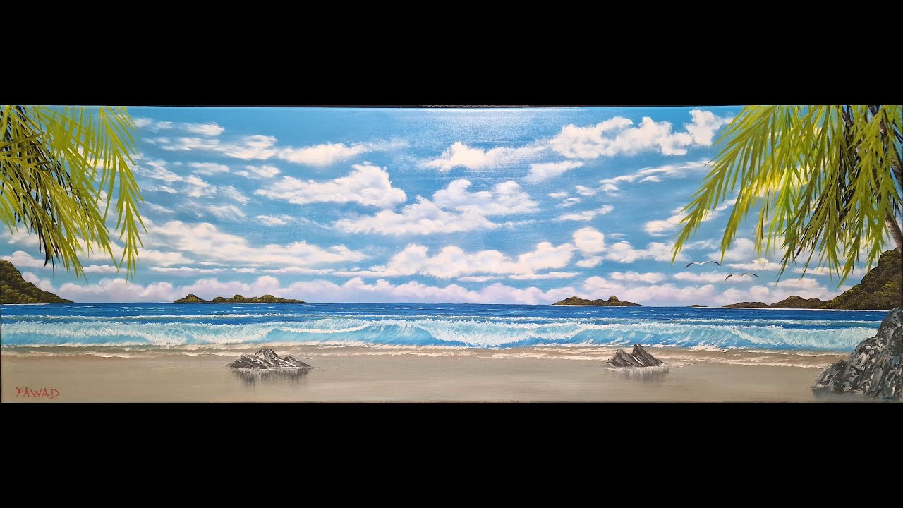 Vrije vogels - Timelapse schilderij - Tropical beach painting - Timelapse.   (1080 HD)