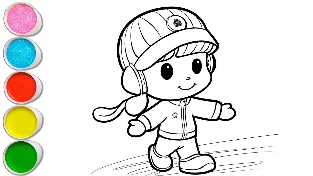 Милый рисунок Покойо для детей, раскрашивание и рисование для малышей | Давайте рисовать вместе