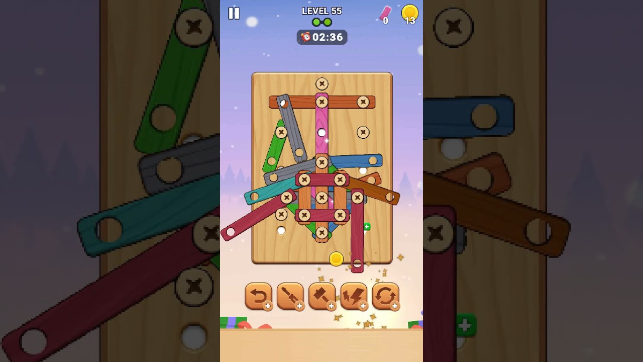 Wood Screw Puzzle - Level 55 [No tools needed] #woodscrewpuzzle #androidgames