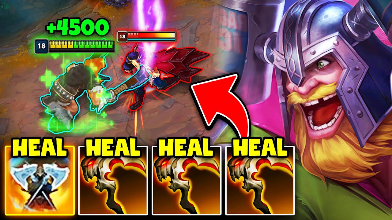 Olaf but I can literally out-heal the entire enemy team 1v5 (100% LIFESTEAL)