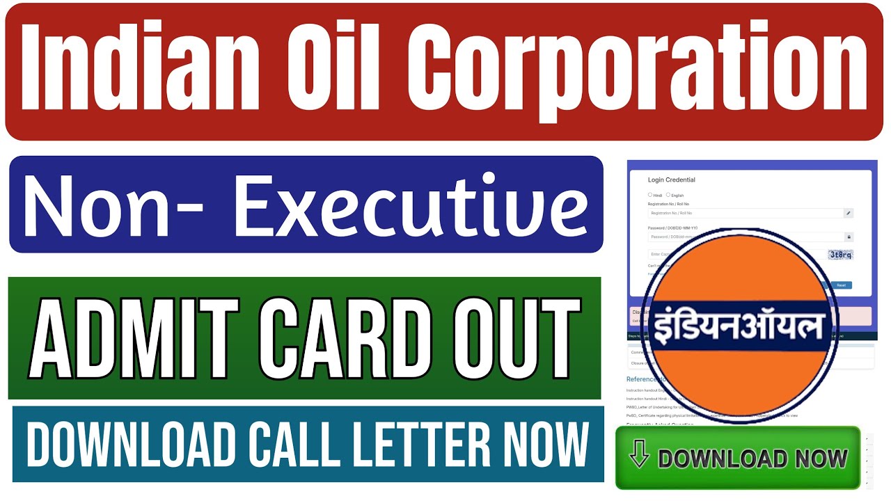 Indian Oil Corporation Limited Non Executive CBT Admit Card Out 2026.