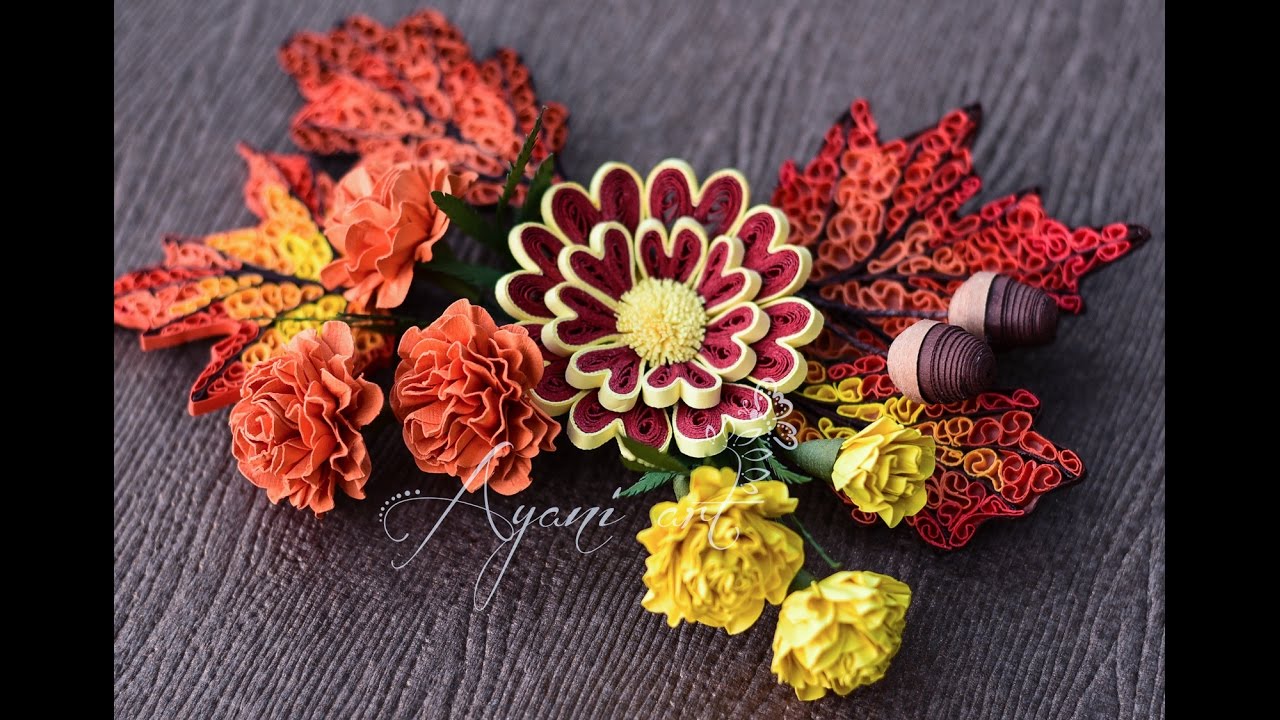 Tutorial Quilling - Flores de Cempasúchil - Filigrana de Papel (Corona de Otoño-2da parte)