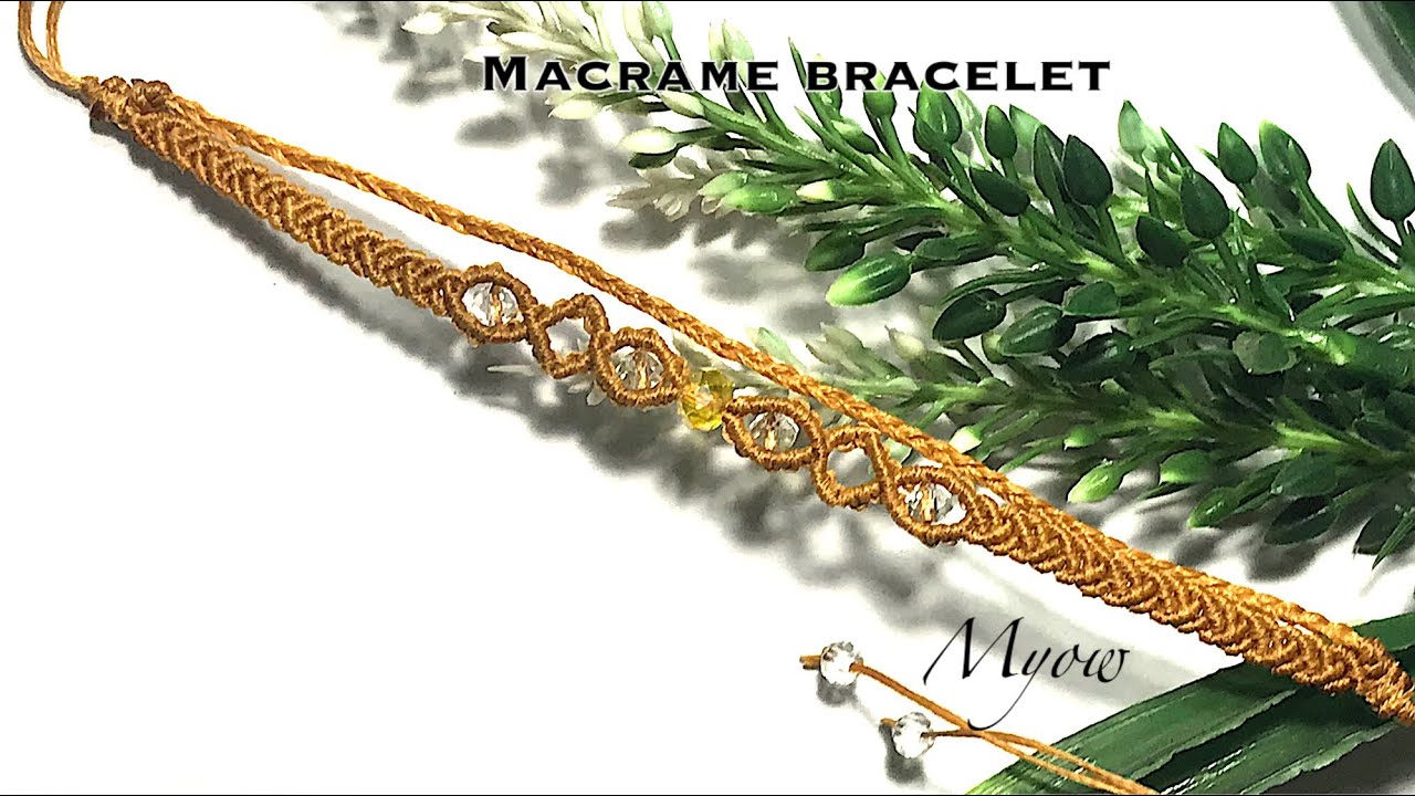 SIMPLE MACRAME BRACELET WITH CRYSTAL FOR BEGINNERS - MYOW 228