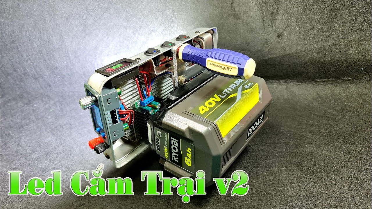 Chế Đèn Led Cắm Trại v2, Tích Hợp SDP, Nguồn Đa Năng, Dùng Khay Đá và Pin Ryobi 40v