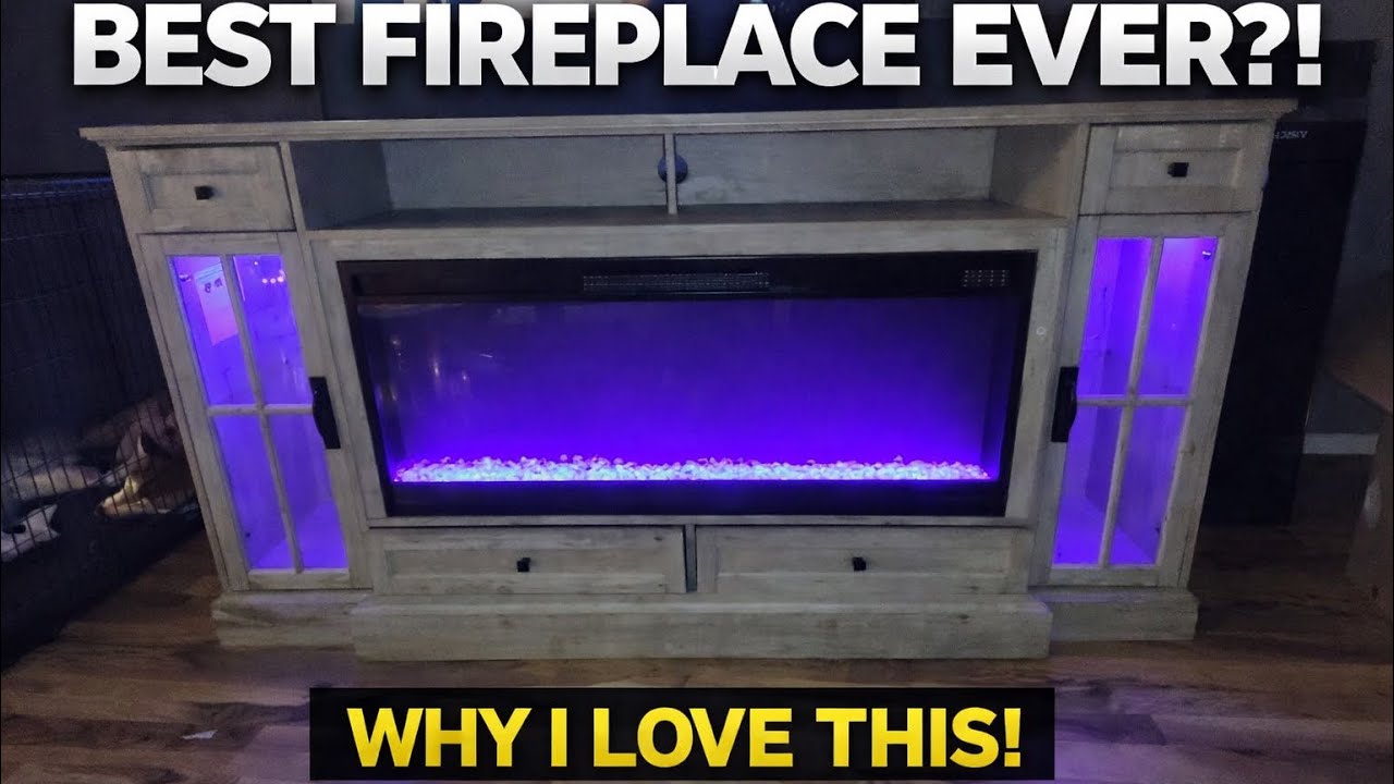 Телевизионная тумба с камином для развлекательного центра Farmhouse Entertainment Center, рассчит...