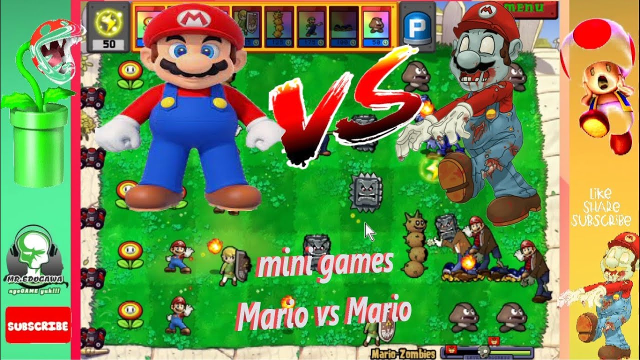 MARIO VS MARIO mini games . Plants vs Zombies