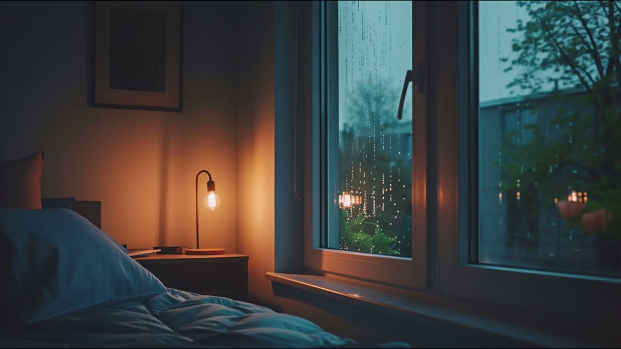 Deep Sleep Piano | Rain Sounds & Cozy Bedroom Night (8 Hours)