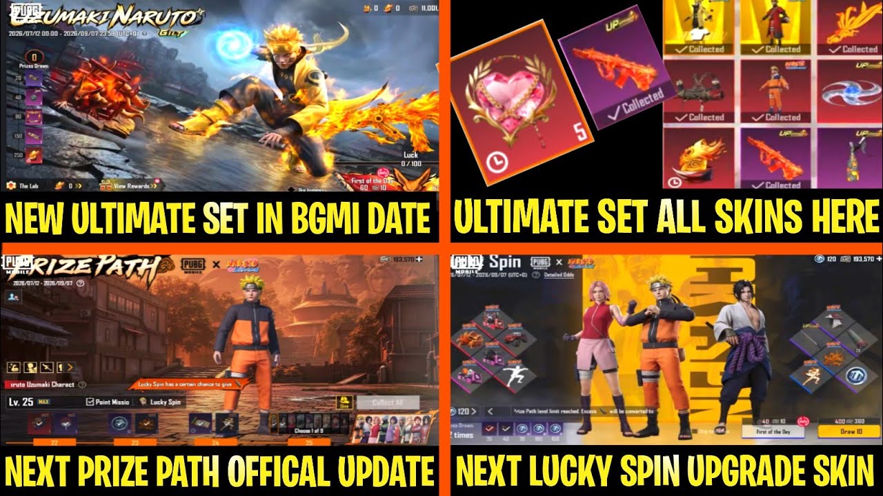 BGMI NEXT PRIZE PATH UPGRADE SKIN | NEXT NARUTO ULTIMATE SET HERE | NEW LUCKY SPIN 4.5 HERE REVEALED