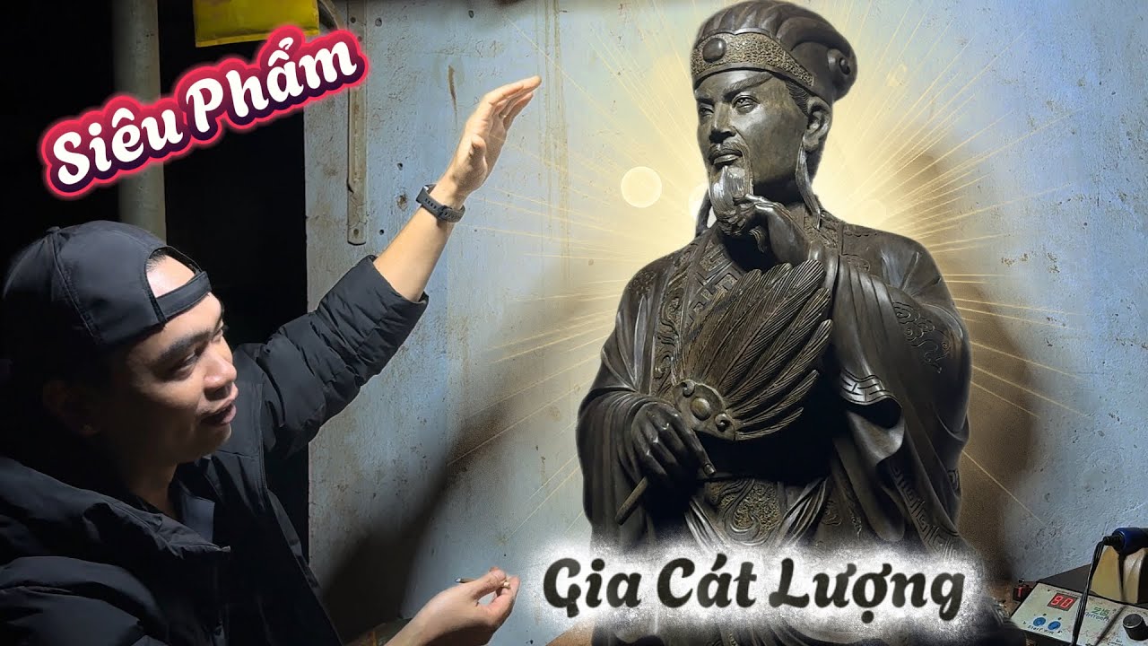 Khổng Minh Gia Cát Lượng - Mun Sừng KH -Tượng gỗ Nguyễn Hồng