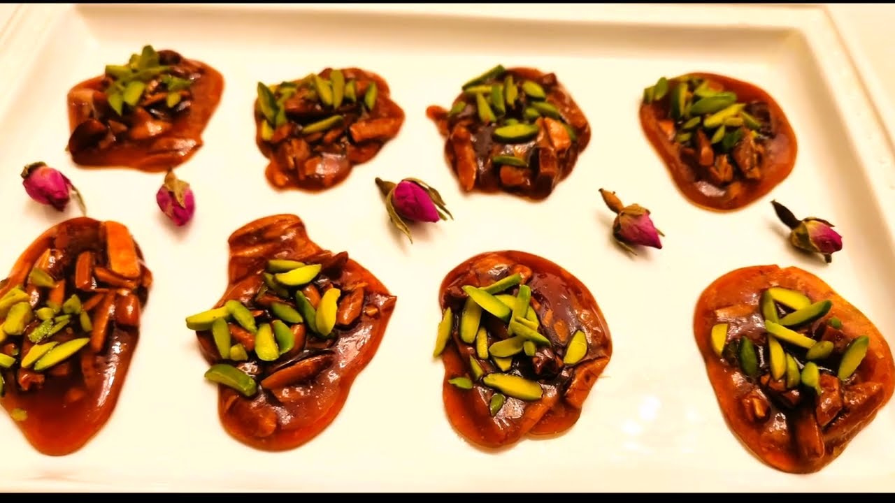 Caramel Crunchy Honey & Saffron Candy with Pistachio & Almond Sohan asali  بهترین سوهان عسلی