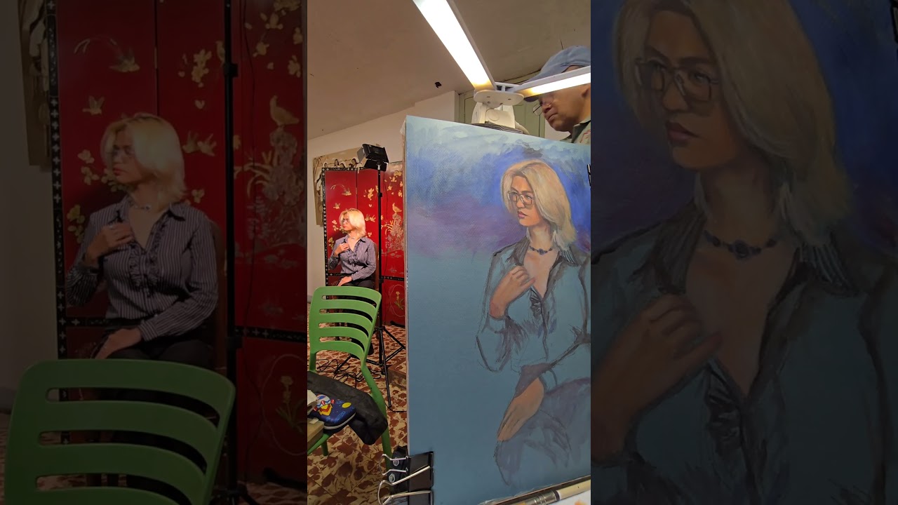 Egg Tempera Live Portrait #painting #portraitpainting #sennelier #eggtempera