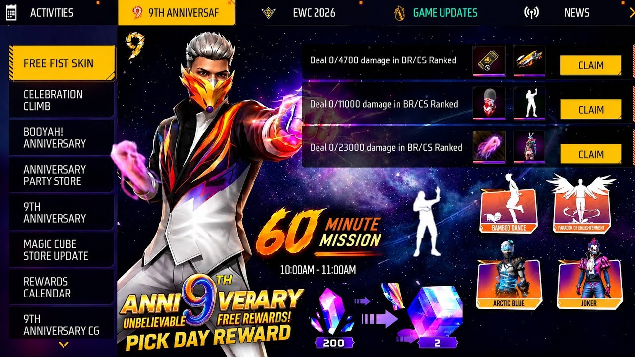 Anniversary Pick Day Rewards 🤯 9th Magic Cube Store Update Free Fire | Joker Bundle Return 2026
