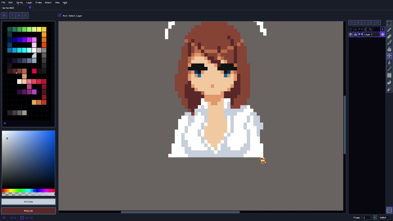 Pixel art Aula 3 - Completando o portrait com ombros / busto / braços e outros detalhes