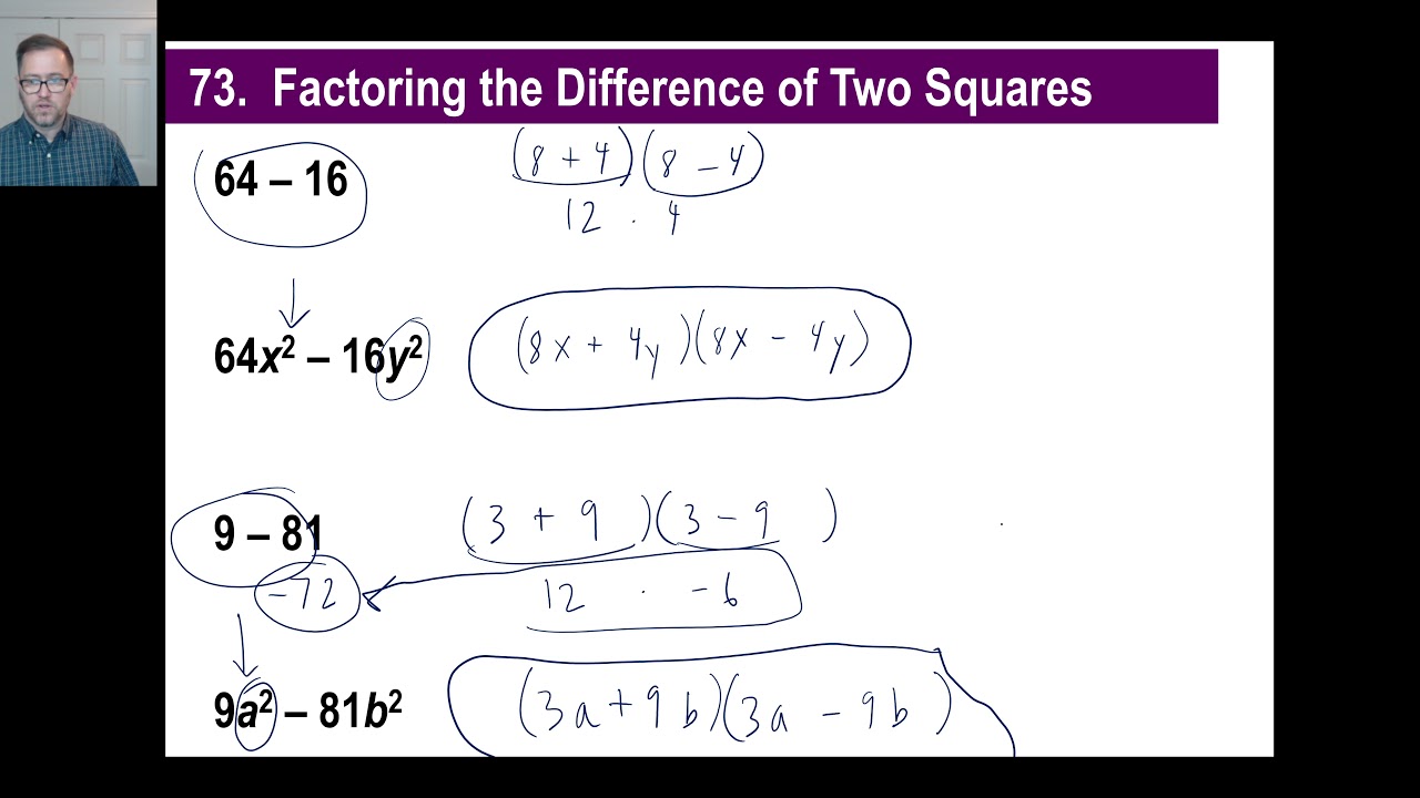 Saxon Math - Algebra 1: 3rd Edition (Lesson 73 - Difference of Two Squares, Probability)