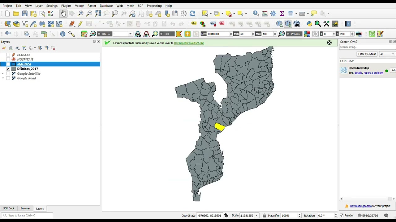 Mapa de localização e digitalização no Qgis