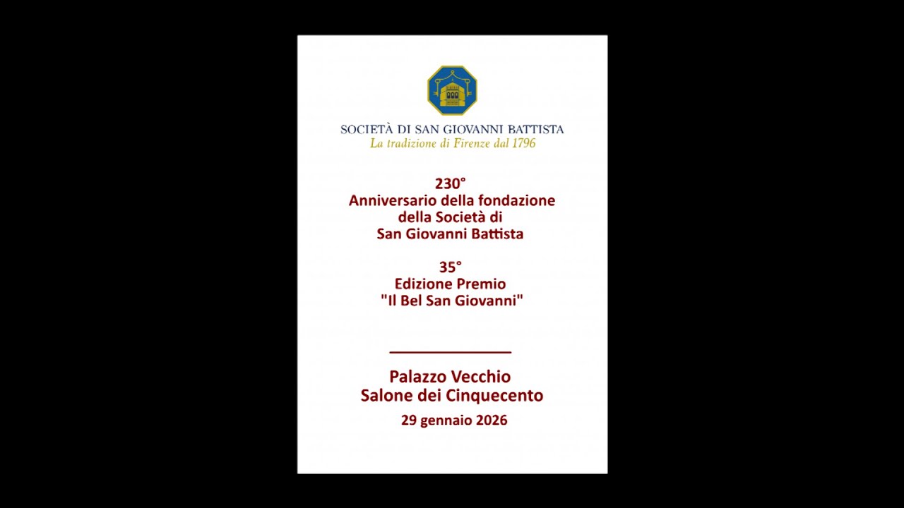 PREMIO BEL SAN GIOVANNI Palazzo Vecchio 29Gen26