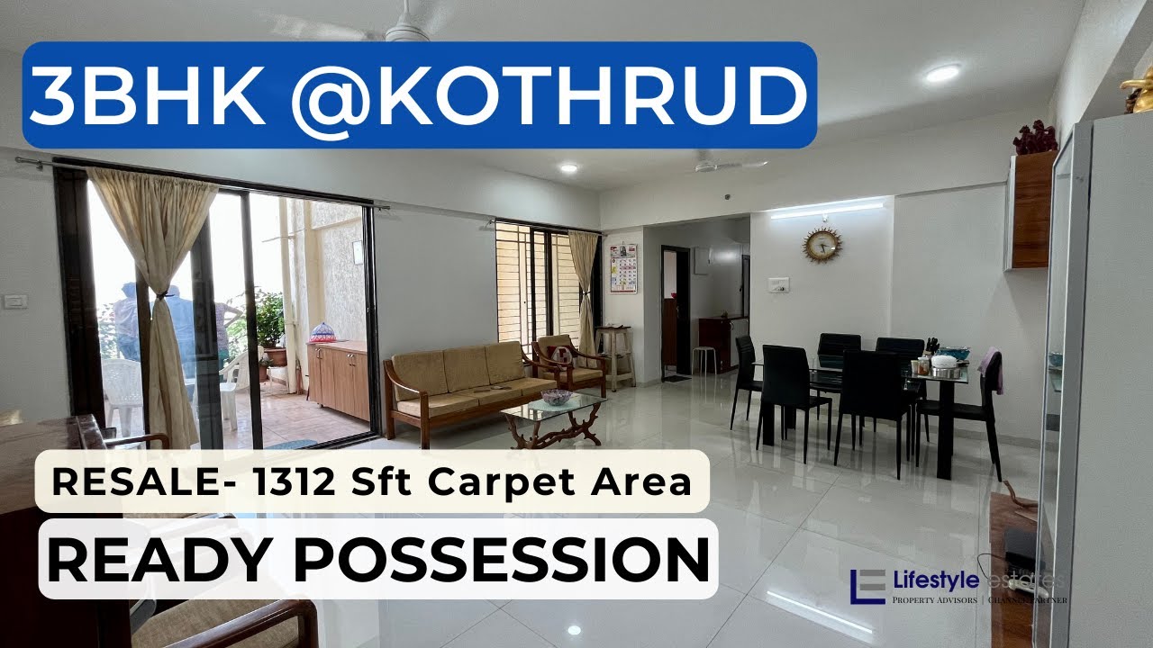 3BHK for sale @Kothrud Pune. 1312 SFT CARPET - Resale | Beautiful view overlooking the city & Hills