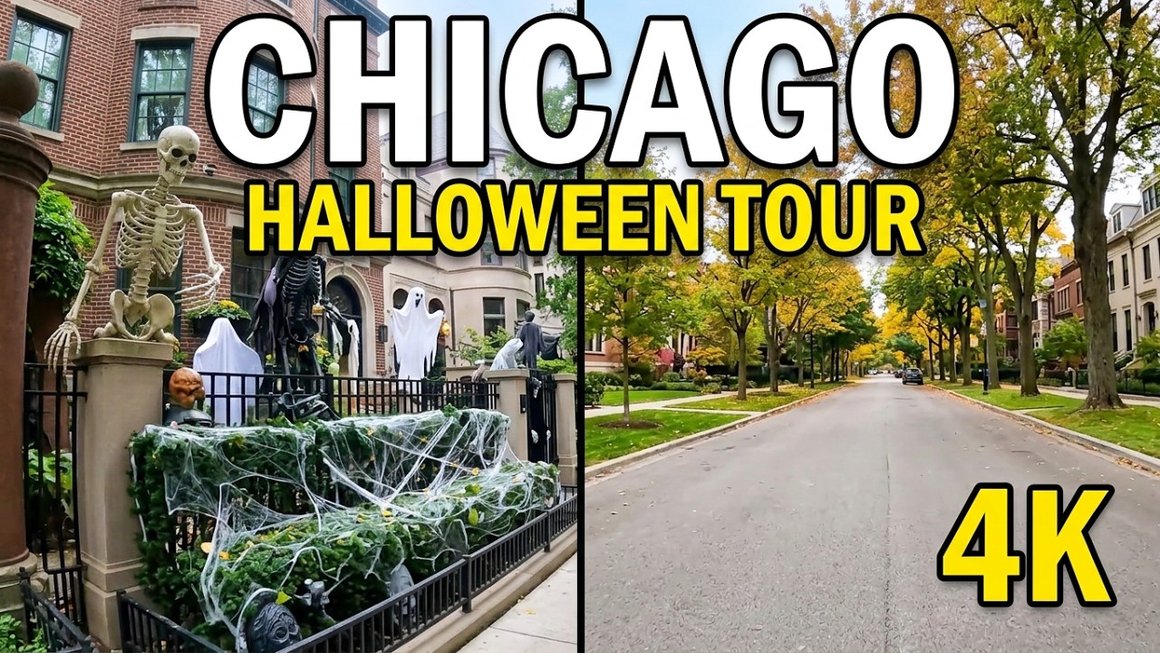 Chicago Virtual Run - Part 2 | Halloween Decor & Luxury Neighborhoods | 4K Running Tour