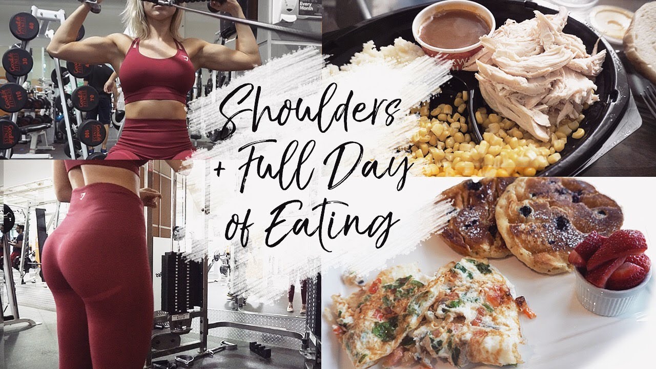 SHOULDER WORKOUT + healthy take-out food FULL DAY OF EATING | toronto vlog