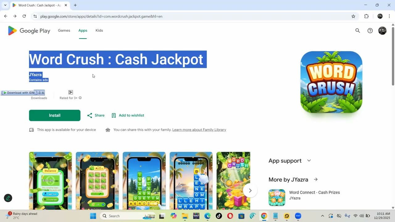 Is Word Crush Cash Jackpot game a legit money earning app. How to withdraw from Word Crush