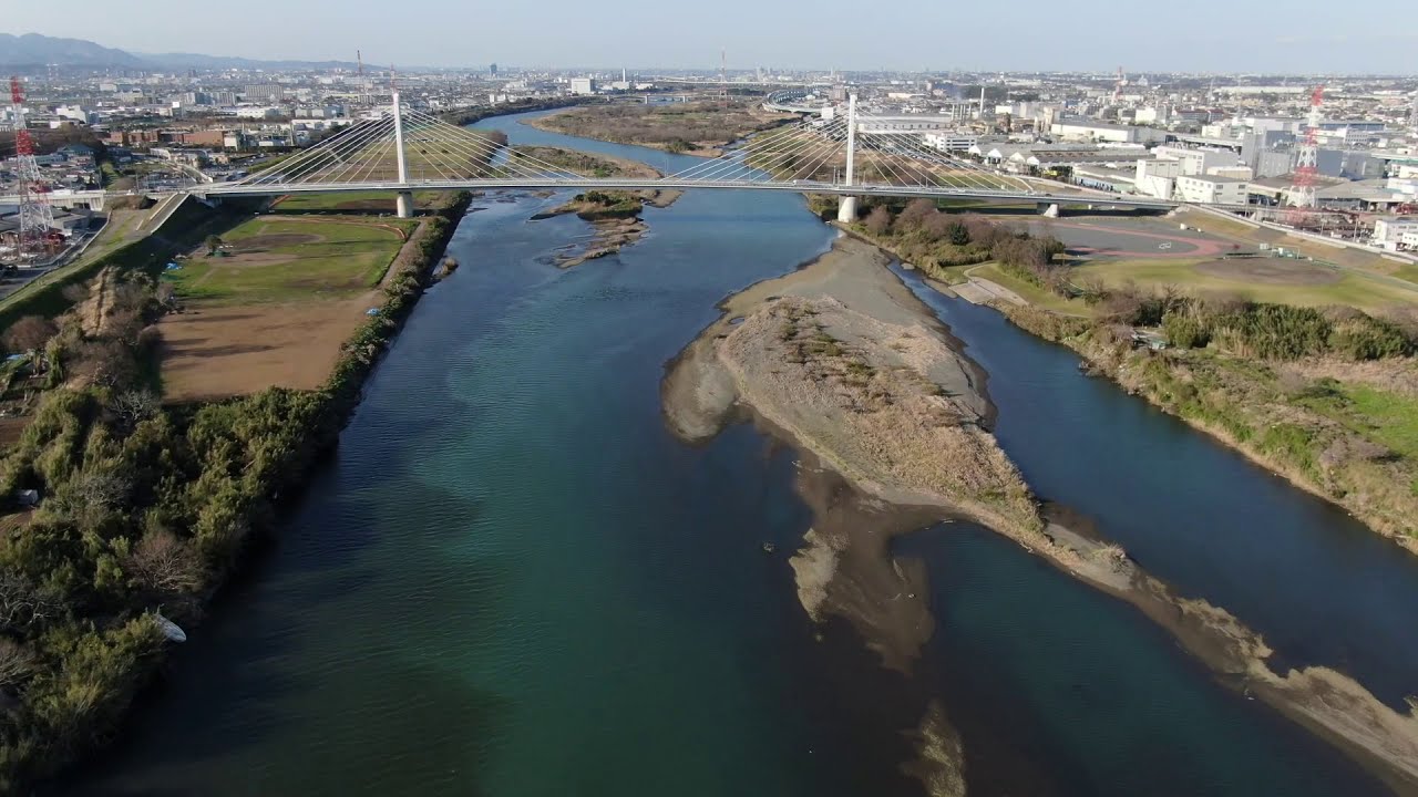 湘南海岸線ドローン空撮　相模川河口〜馬入橋〜湘南銀河大橋〜神川橋