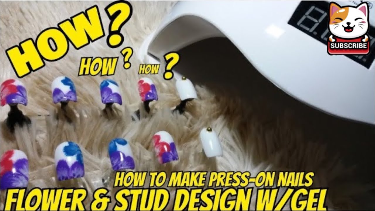 Watch  press on nails/flower&stud design w/GEL-[erayeppuXartenails] #nails #howto #nailart