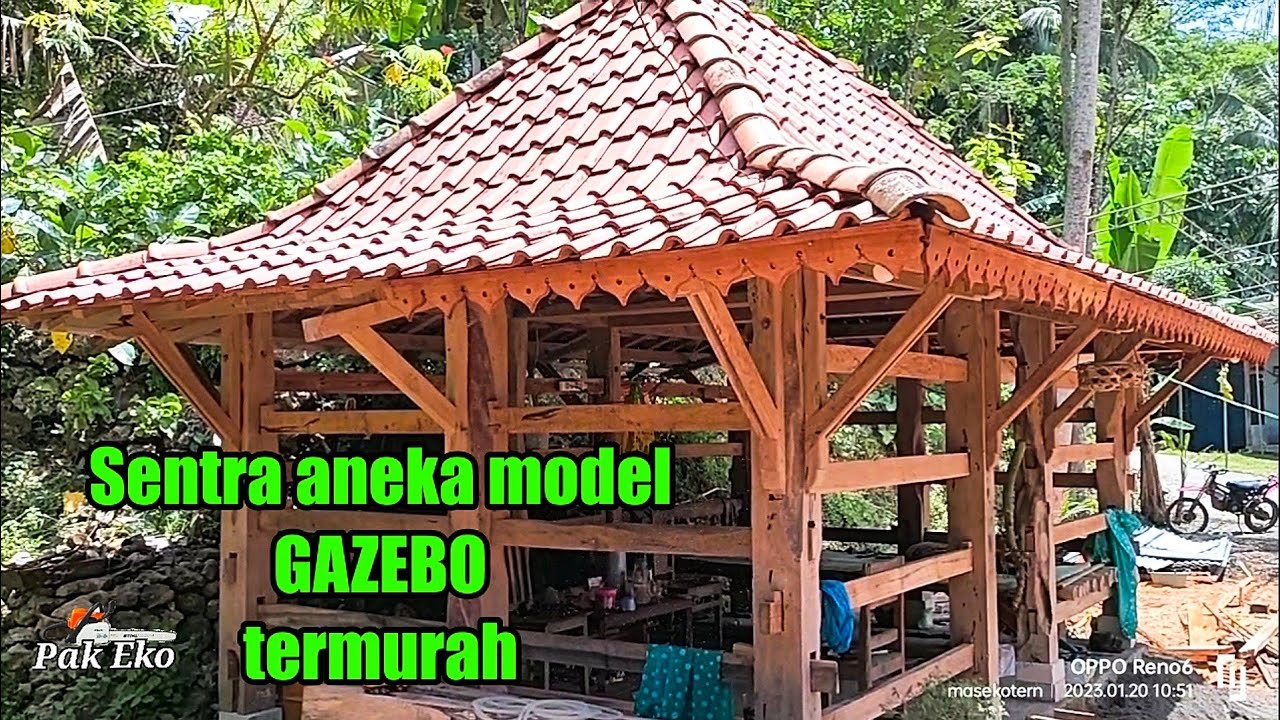 Gazebo jati berkualitas model kandang kebo,siap produksi sesuai pesanan