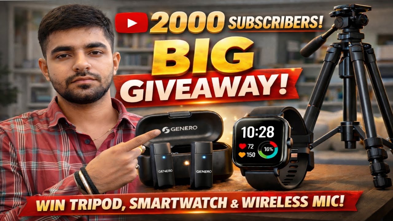 🎁 BIG GIVEAWAY 🔥 Tripod + Wireless Mic + Noise Smartwatch 😱 FREE | Participate Now | #giveaway
