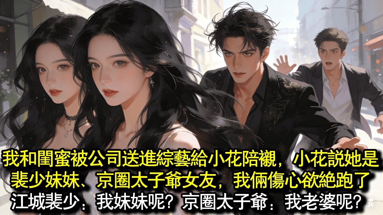 我和閨蜜被公司送進綜藝給小花陪襯。小花說她是裴少妹妹，京圈太子爺女友。我倆震驚，傷心欲絕連夜跑了。當晚，江城裴少瘋了：我妹妹呢？京圈太子爺也瘋了：我老婆呢？#完結 #愛情 #故事