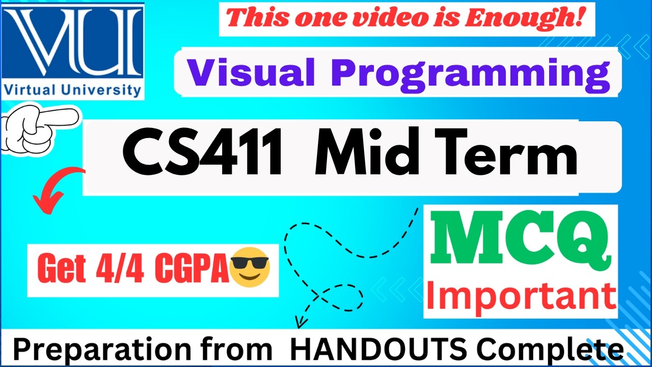 CS411 Mid Term Preparation 2026 || cs411 midterm past papers most IMPORTANT & Repeated ✅ MCQ