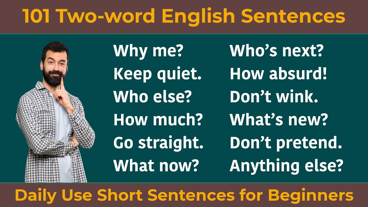 101 Two-word English Sentences || 101 Daily use Short Sentences || English Speaking Sentences