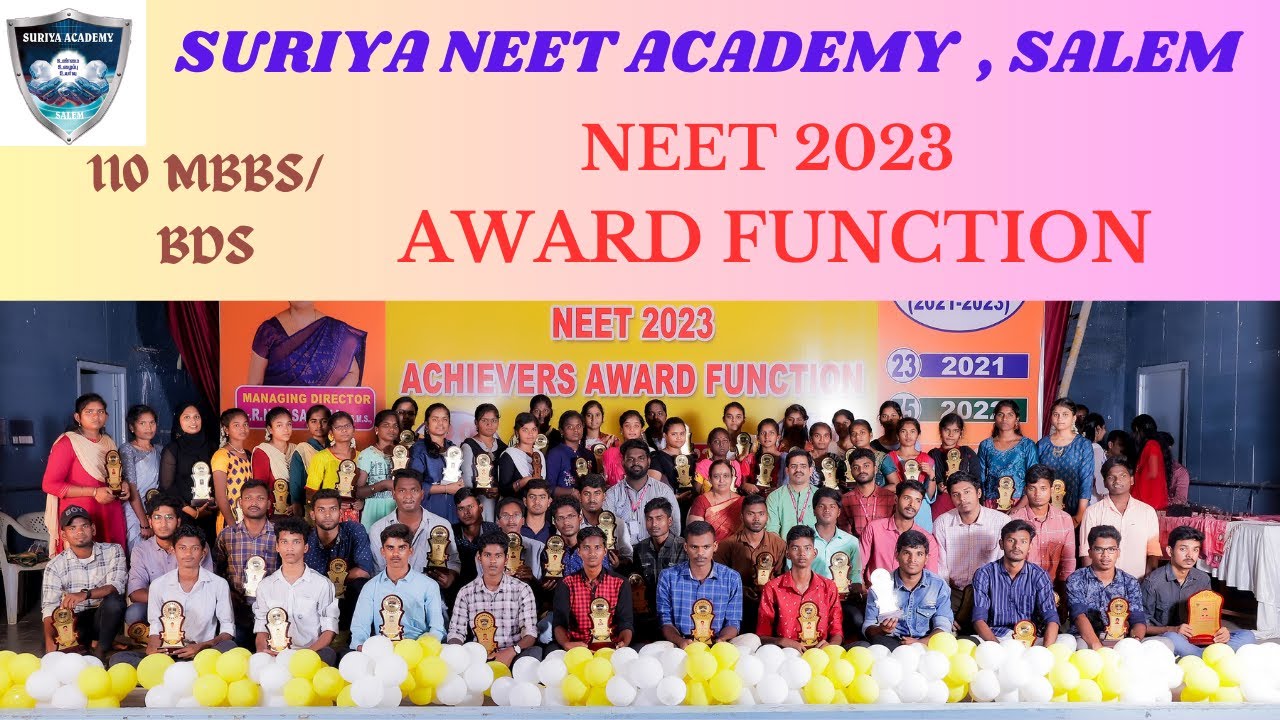 NEET 2023-  ACHIEVERS AWARD FUNCTION - 110 MBBS/ BDS SEATS - SURIYA NEET ACADEMY SALEM.