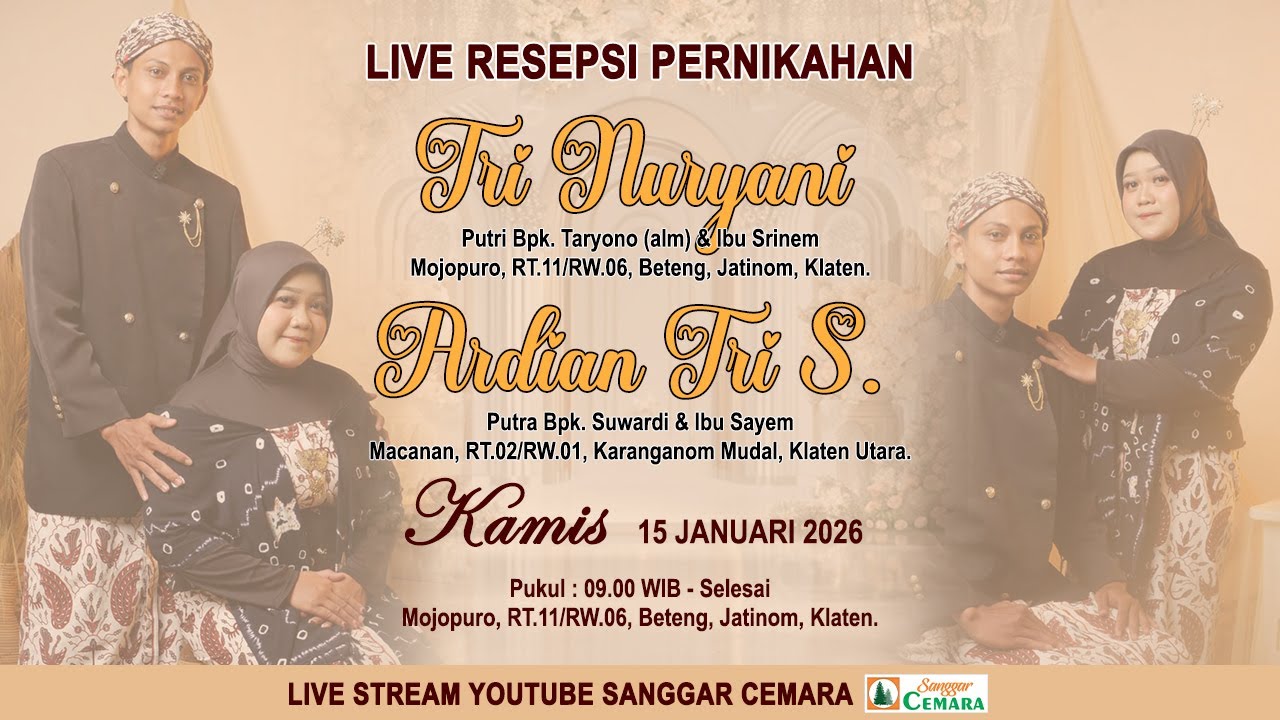 #LIVE PERNIKAHAN TRI MURYANI & ARDIAN TRI S. MOJOPURO, BETENG, JATINOM