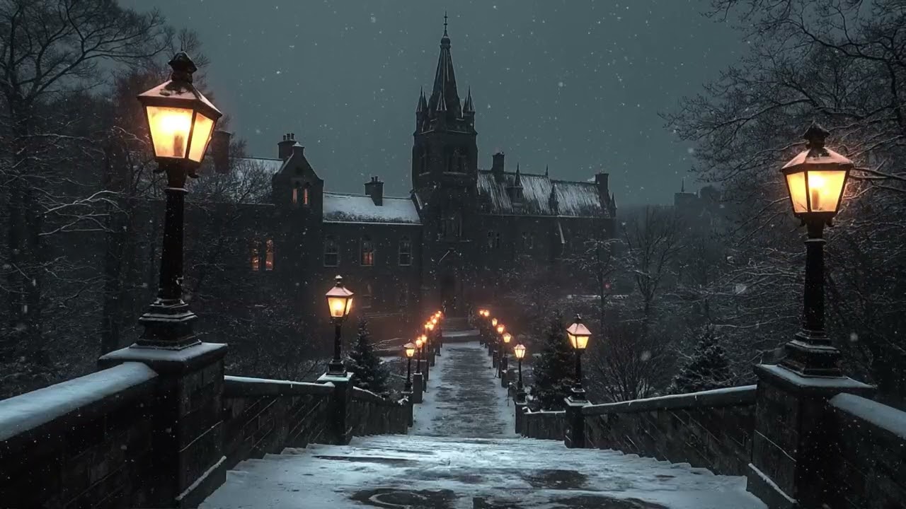 Snowy Old Manor at Night | Dark Academia Piano for Study, Work & Deep Sleep