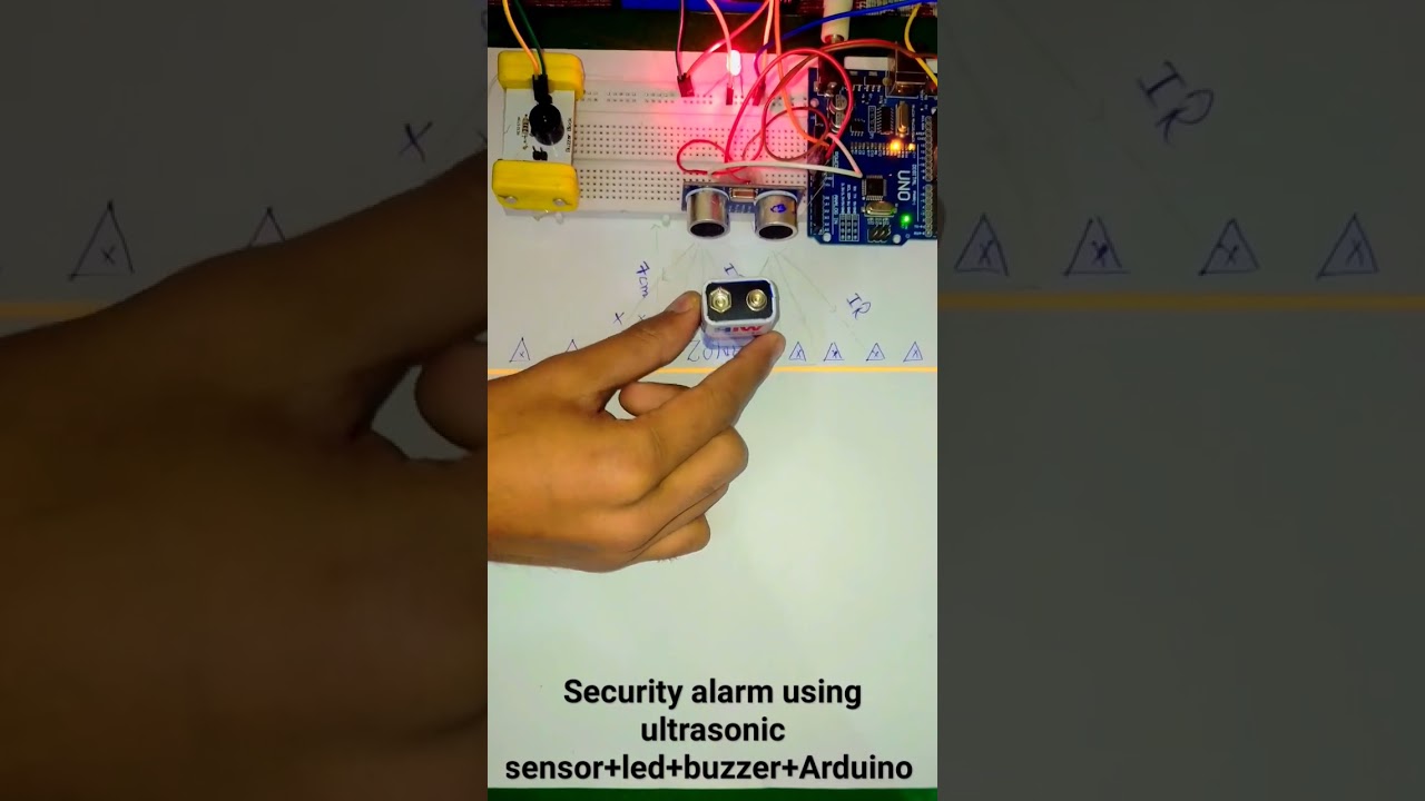 security alarm using LED+buzzer+ultrasonic sensor+Arduino UNO #projectzomboid #trending
