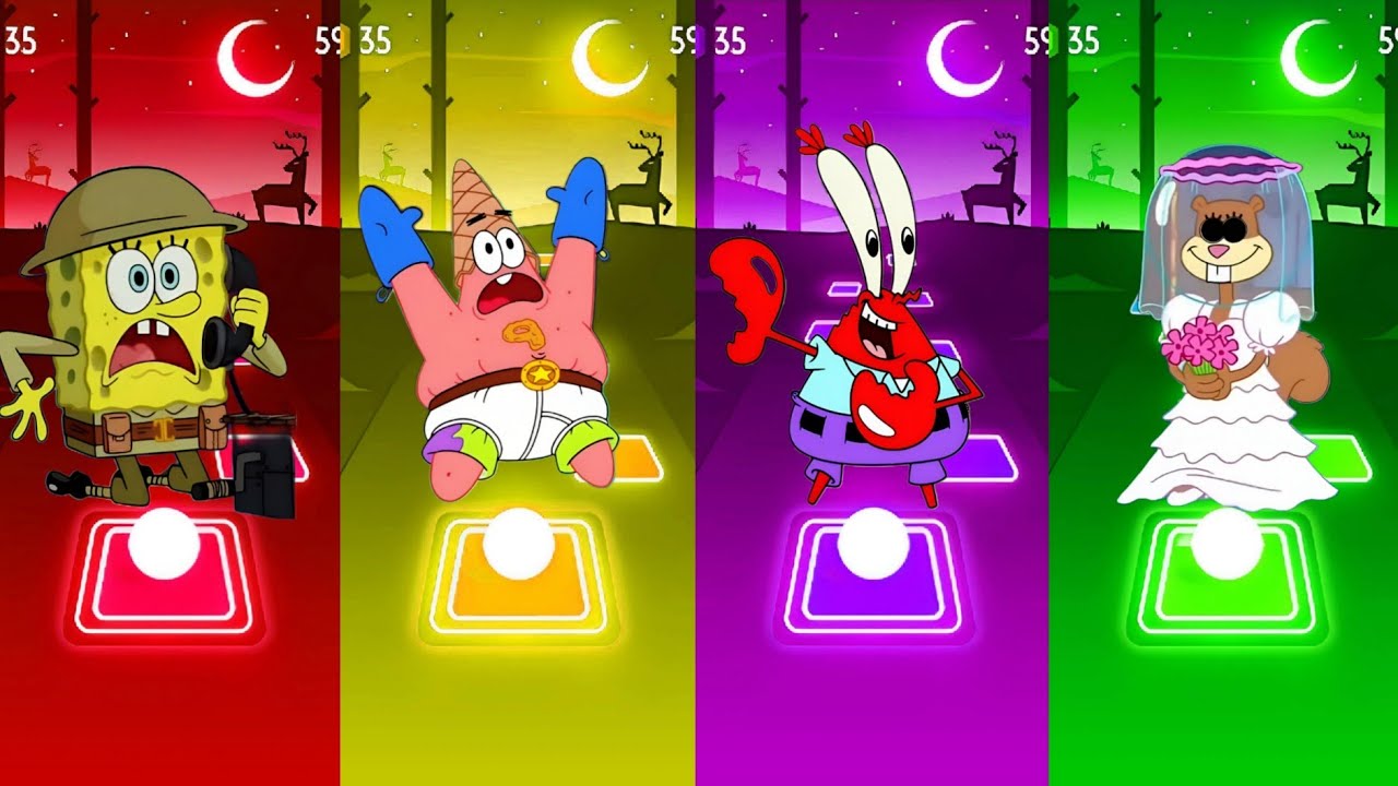 ⚡️ Epic Tiles Hop 4 Color BattleSpongeBob EXE vs Patrick EXE vs Planckton EXEvs Mr Krabs EXE
