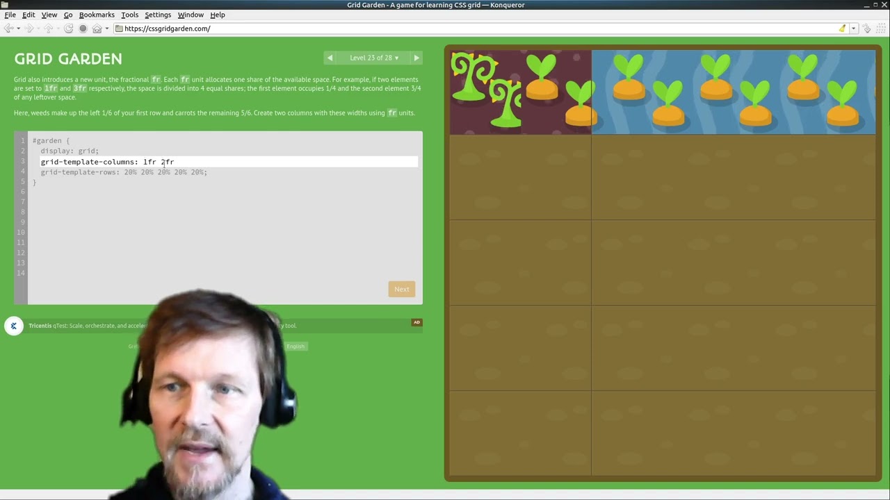 CSS Grid Garden 23: fr Fractional Units grid-template-columns grid-template-rows