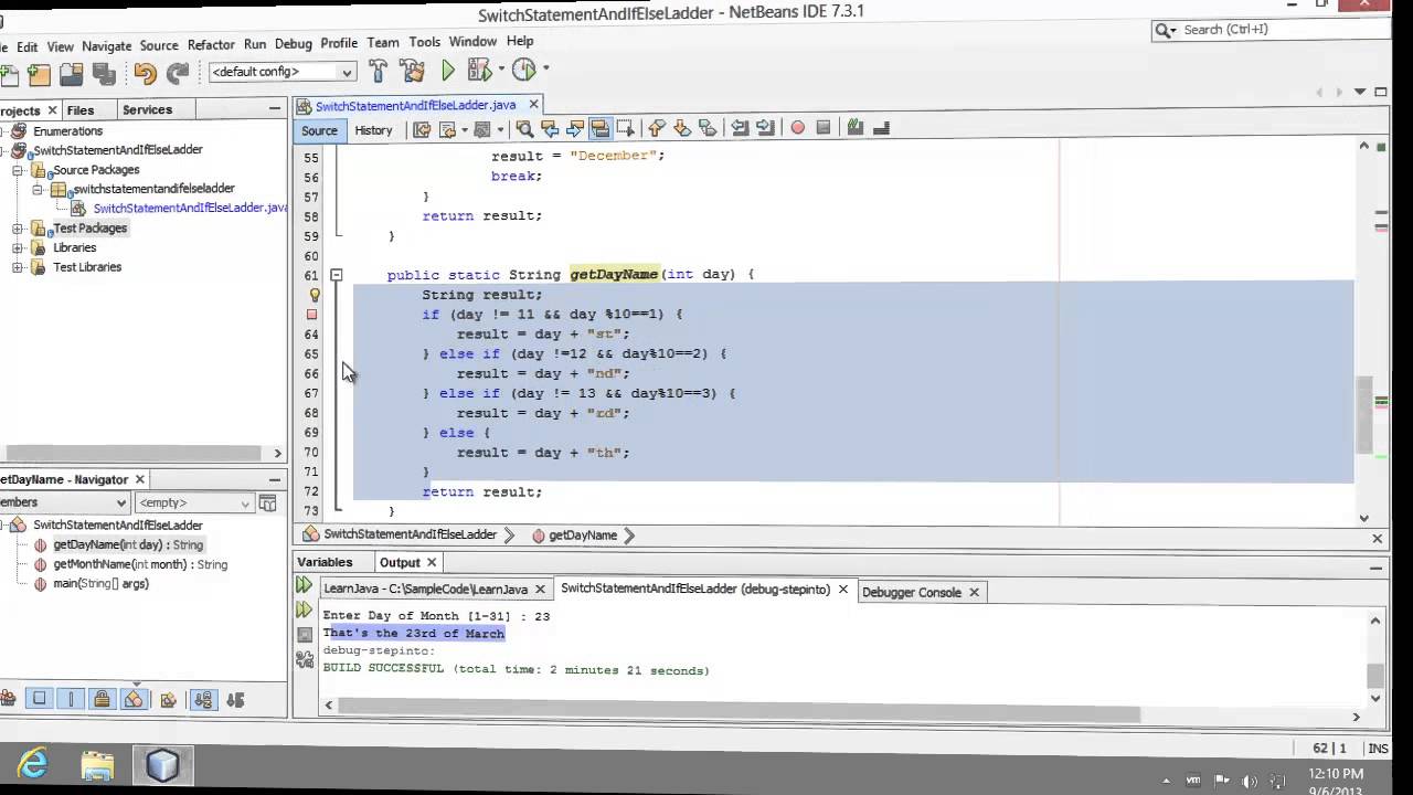 Learn Programming in Java - Lesson 09 : Switch  / If-Else Ladder