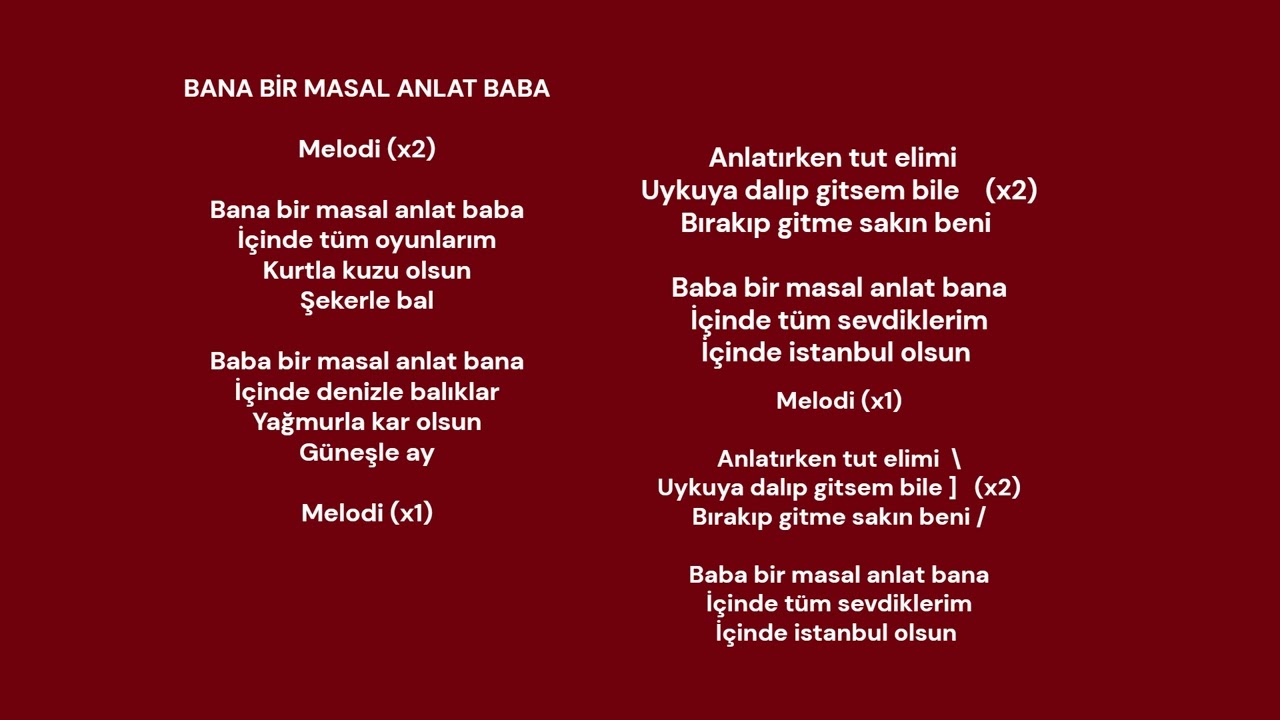 Bana Bir Masal Anlat Baba - Karaoke