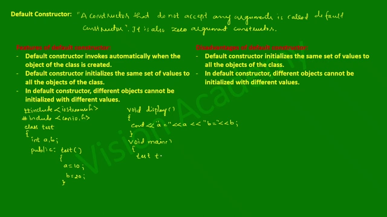 default constructor in c++ step by step explained