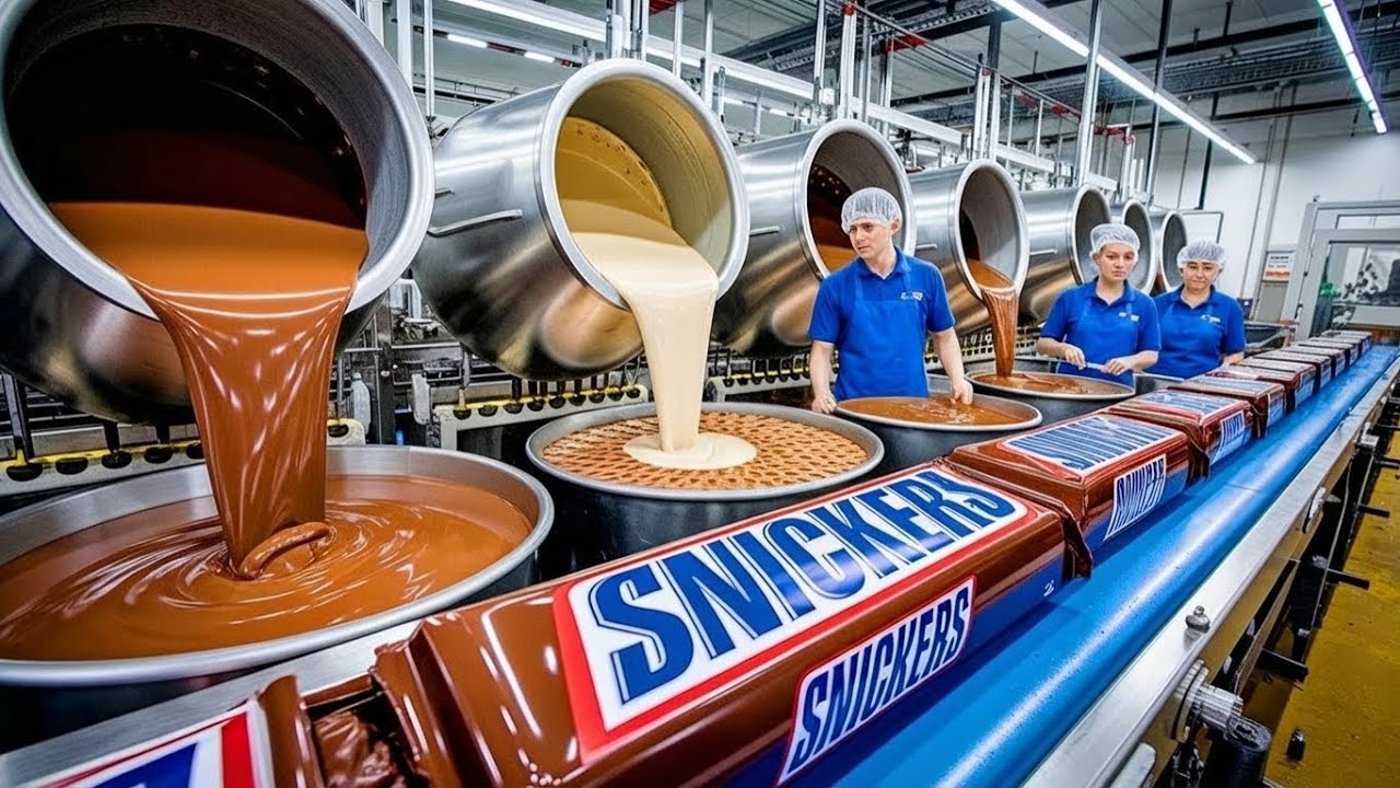 How Snickers Bars Are Made in a Factory  Inside the Chocolate Production Line
