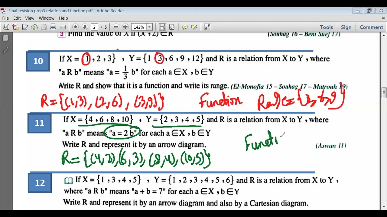 relation and function problems prep3