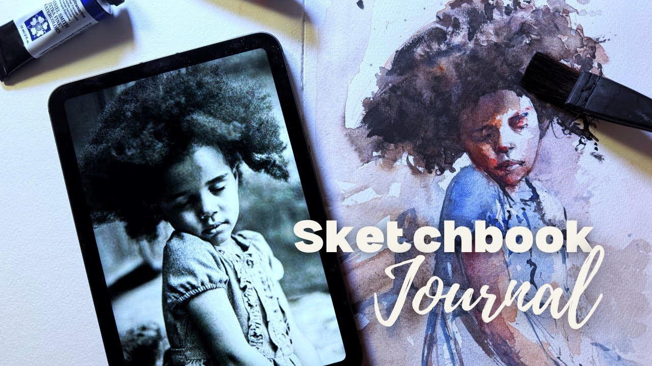 AQUARELLE PORTRAIT SKETCHING /Comment peindre a partir d'une photo en noir et blanc