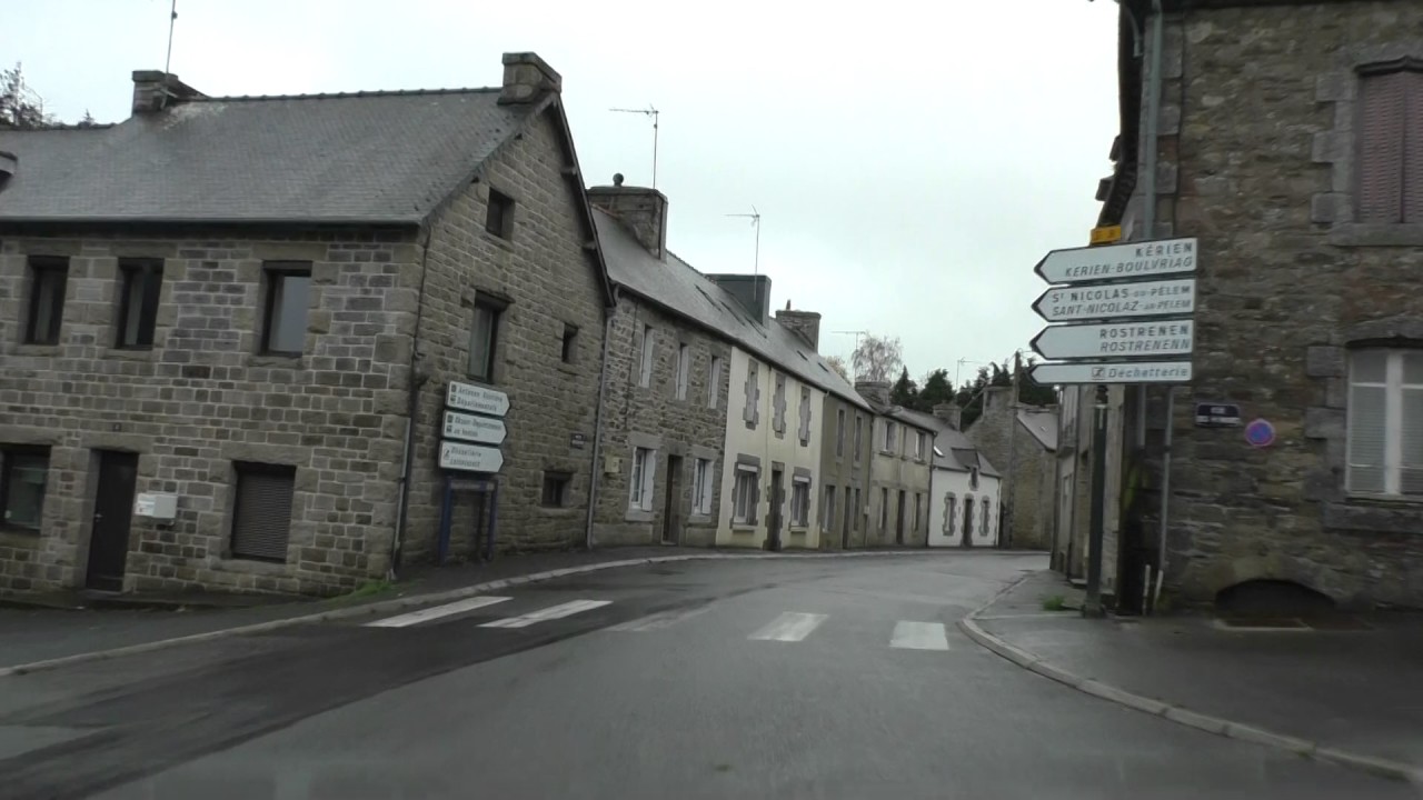 Driving On The D8 From Guingamp Through Bourbriac To Kerien, Côtes d'Armor, Brittany, France